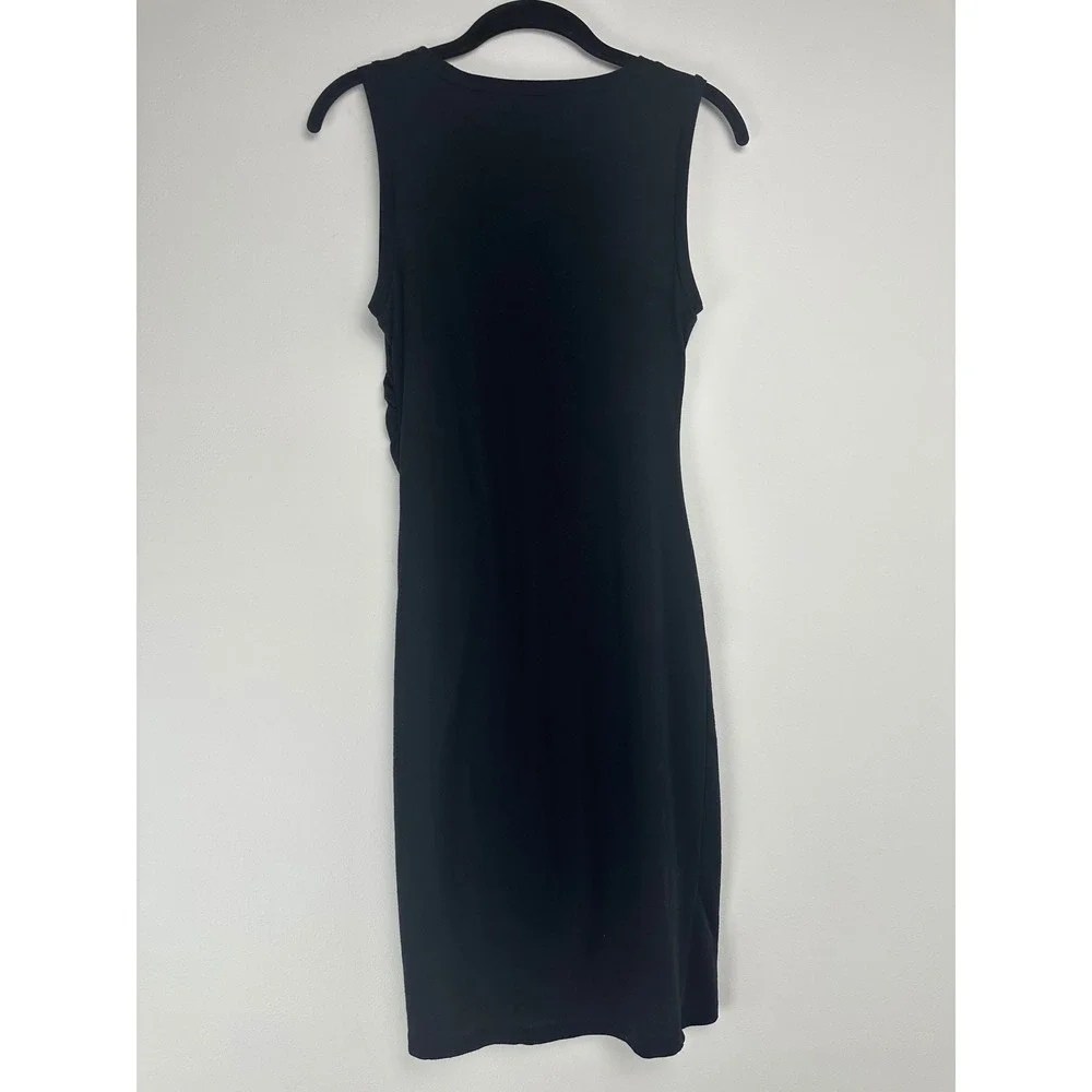 Leith Black Ruched‎ Side Sleeveless Bodycon Tulip Hem Dress Small LBD Going Out
